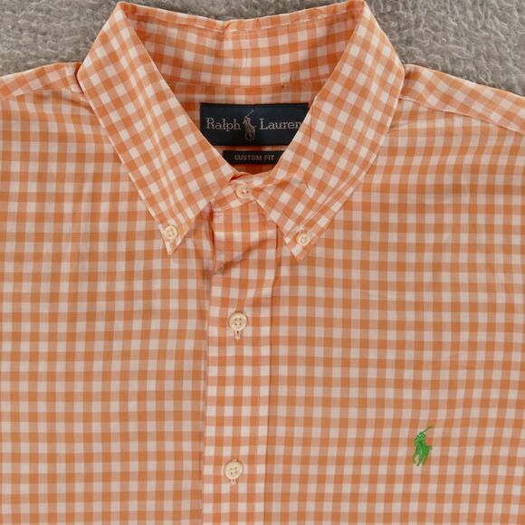 Polo Ralph Lauren Blake Shirt Men's Large Orange Check Button Down Short Sleeve - Picture 1 of 14